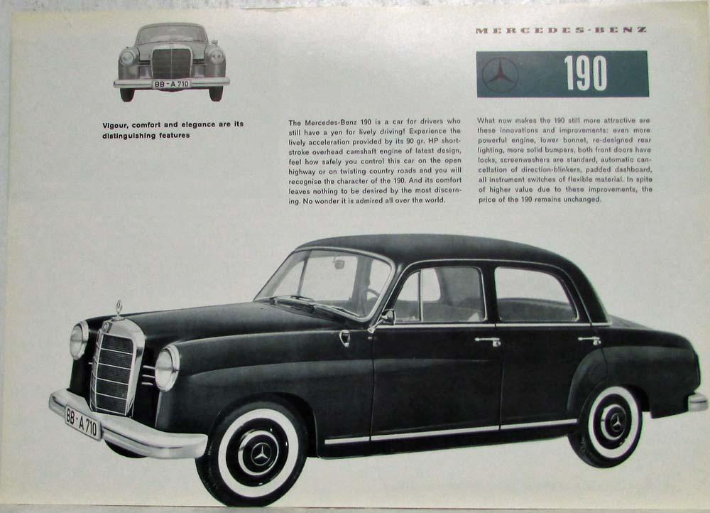 1960 Mercedes-Benz 190 Spec Data Sheet
