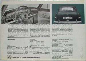 1960 Mercedes-Benz 190 Spec Data Sheet