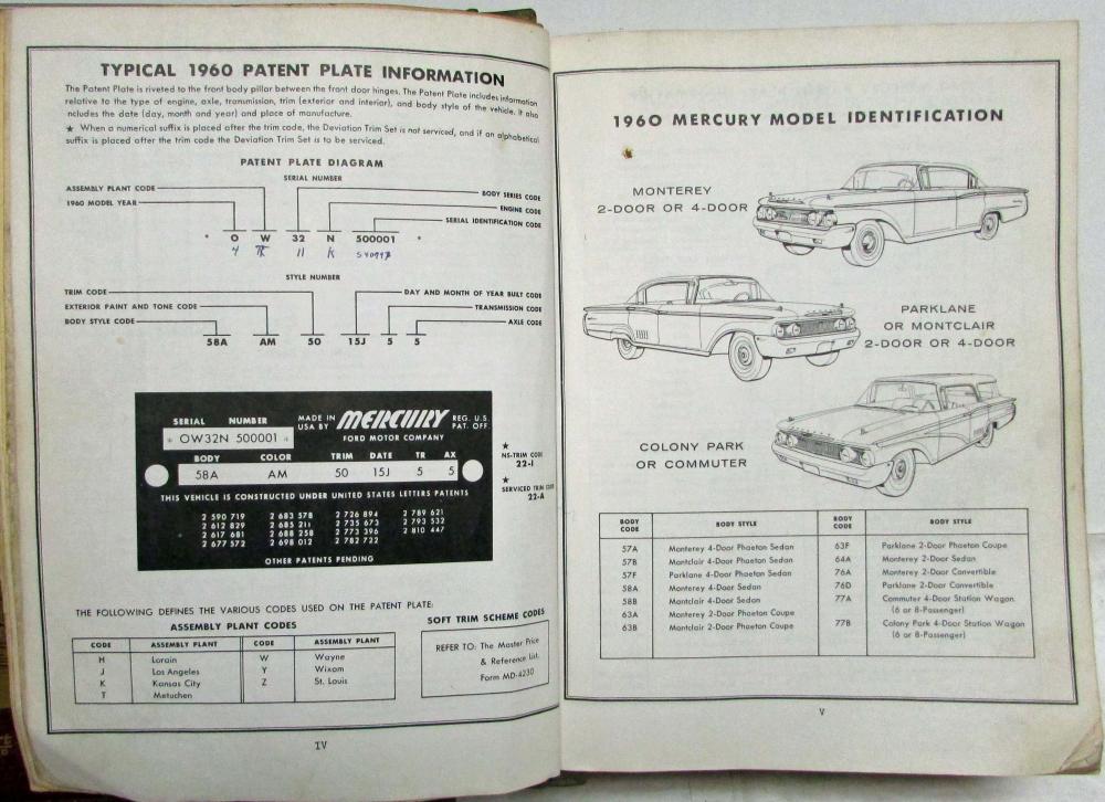 19601964 Lincoln Mercury Master Parts Book Catalog Continental Meteor