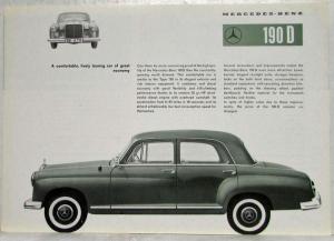 1960 Mercedes-Benz 190D Spec Data Sheet P1272