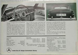 1960 Mercedes-Benz 190D Spec Data Sheet P1272