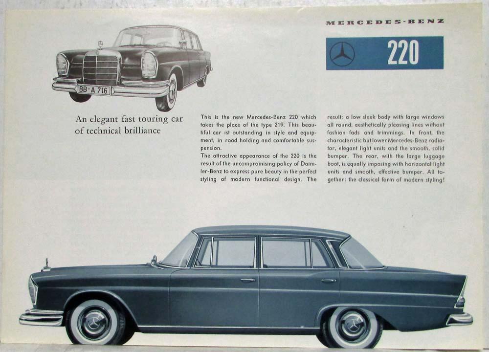 1960 Mercedes-Benz 220 Sales Folder Brochure P1273
