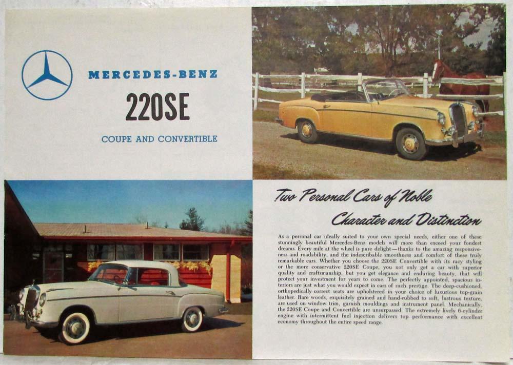 1961 Mercedes-Benz 220SE Coupe and Convertible Spec Data Sheet