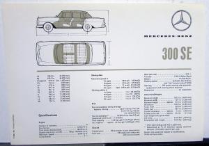 1962 Mercedes-Benz 300SE Sales Folder with Spec Sheet P1002