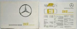 1962 Mercedes-Benz 220SE Coupe/Convertible Sales Folder with Spec Sheet P2298/1
