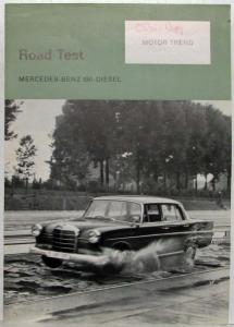1963 Mercedes-Benz 190D Motor Trend Magazine Road Test Article Reprint
