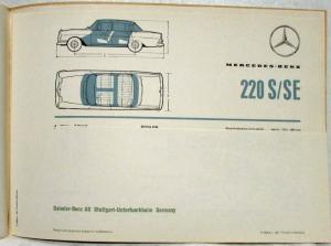 1963 Mercedes-Benz 220S/SE Sales Brochure P1006/3