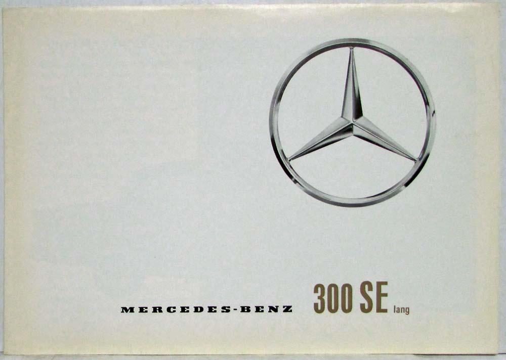 1964 Mercedes-Benz 300 SE Long Sales Brochure Folder P1107/1 - German Text