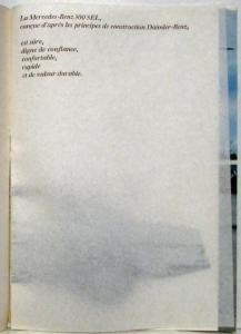 1966 Mercedes-Benz 300SEL Sales Brochure - French Text