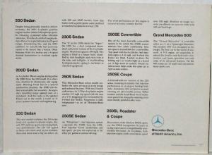 1967 Mercedes-Benz Remarkable Motor Cars Sales Folder Brochure Poster