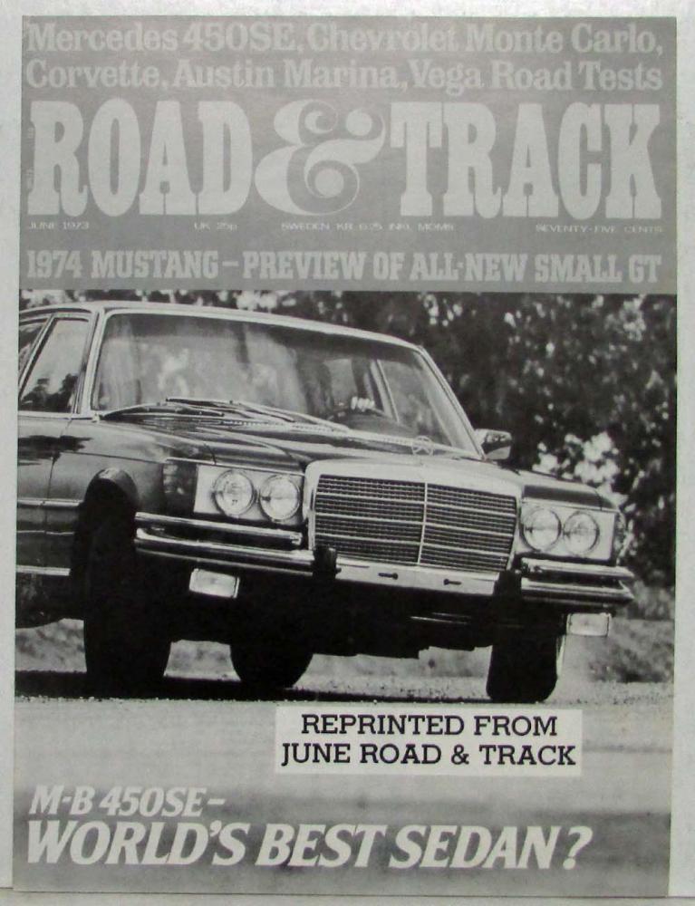 1973 Mercedes-Benz 450SE Road and Track Reprint Road Test Article Folder