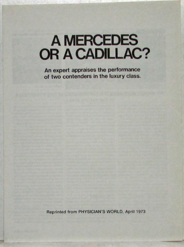 1973 Mercedes-Benz 450SE Physicians World Reprint Article