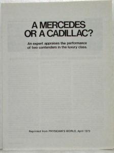 1973 Mercedes-Benz 450SE Physicians World Reprint Article