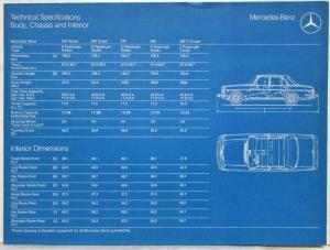 1976 Mercedes-Benz Specifications Sales Folder