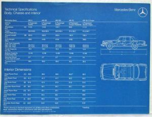 1976 Mercedes-Benz Specifications Sales Folder