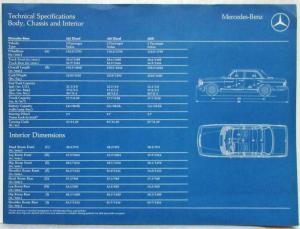 1977 Mercedes-Benz Specifications Sales Folder