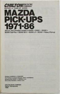 1971-1986 Mazda Pick-ups Chilton Repair and Tune-Up Guide