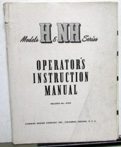 1949 Cummins H & NH Series Diesel Engines Operation & Maintenance Owners Manual