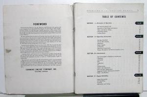 1949 Cummins H & NH Series Diesel Engines Operation & Maintenance Owners Manual