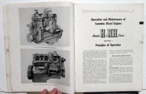 1949 Cummins H & NH Series Diesel Engines Operation & Maintenance Owners Manual