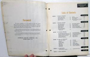 1962 Cummins H & NH Series Diesel Engines Operation & Maintenance Owners Manual