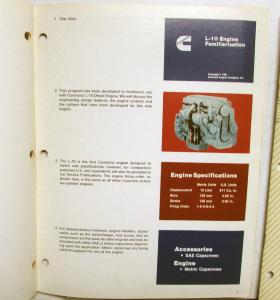1982 Cummins L10 Diesel Engines Technical Service Bulletins Set W/Folder