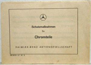 1962 Mercedes-Benz Protective Measures for Chrome Parts Folder - German Text