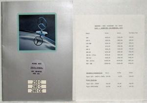 1973 Mercedes-Benz Coupé 280CE Prestige Sales Brochure w/ Price List- UK Market