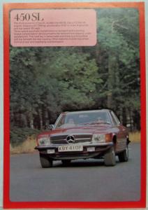 1979 Mercedes-Benz 450SL Basic Equipment and Specifications Folder - UK Market