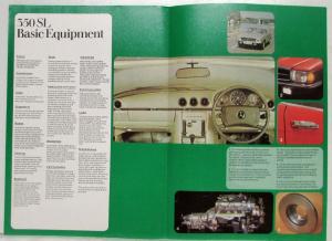1979 Mercedes-Benz 350SL Basic Equipment and Specifications Folder - UK Market