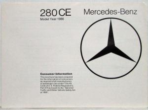 1980 Mercedes-Benz 280CE Consumer Information Brochure