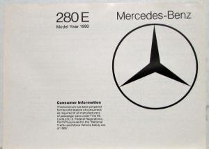 1980 Mercedes-Benz 280E Consumer Information Brochure