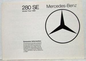 1980 Mercedes-Benz 280SE Consumer Information Brochure