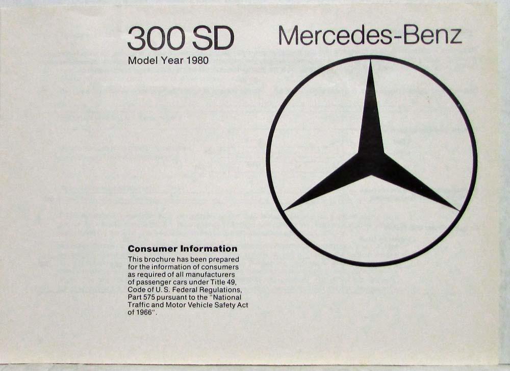 1980 Mercedes-Benz 300SD Consumer Information Brochure