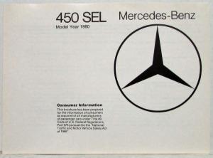 1980 Mercedes-Benz 450SEL Consumer Information Brochure