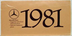 1981 Mercedes-Benz Suggested Advertised Delivered Prices and Optional Equipment