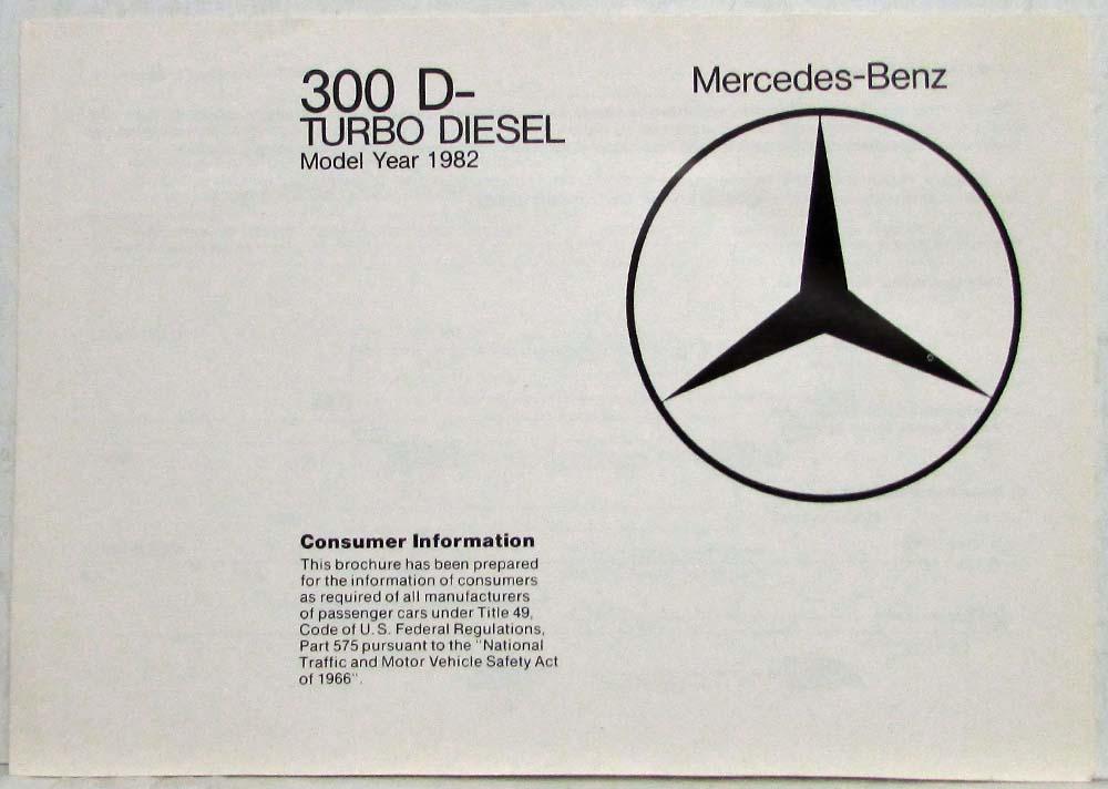 1982 Mercedes-Benz 300D Turbo Diesel Consumer Information Brochure