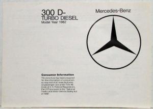 1982 Mercedes-Benz 300D Turbo Diesel Consumer Information Brochure
