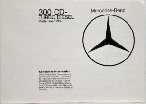 1982 Mercedes-Benz 300CD Turbo Diesel Consumer Information Brochure