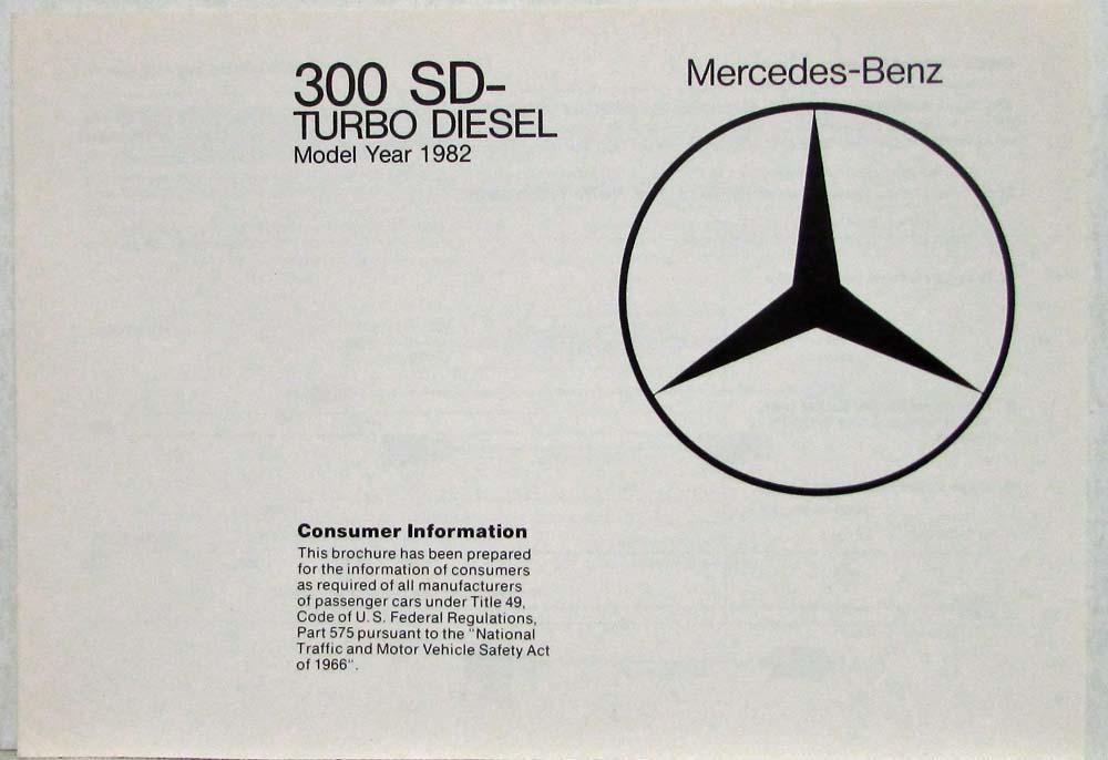 1982 Mercedes-Benz 300SD Turbo Diesel Consumer Information Brochure