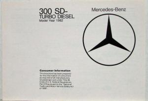 1982 Mercedes-Benz 300SD Turbo Diesel Consumer Information Brochure