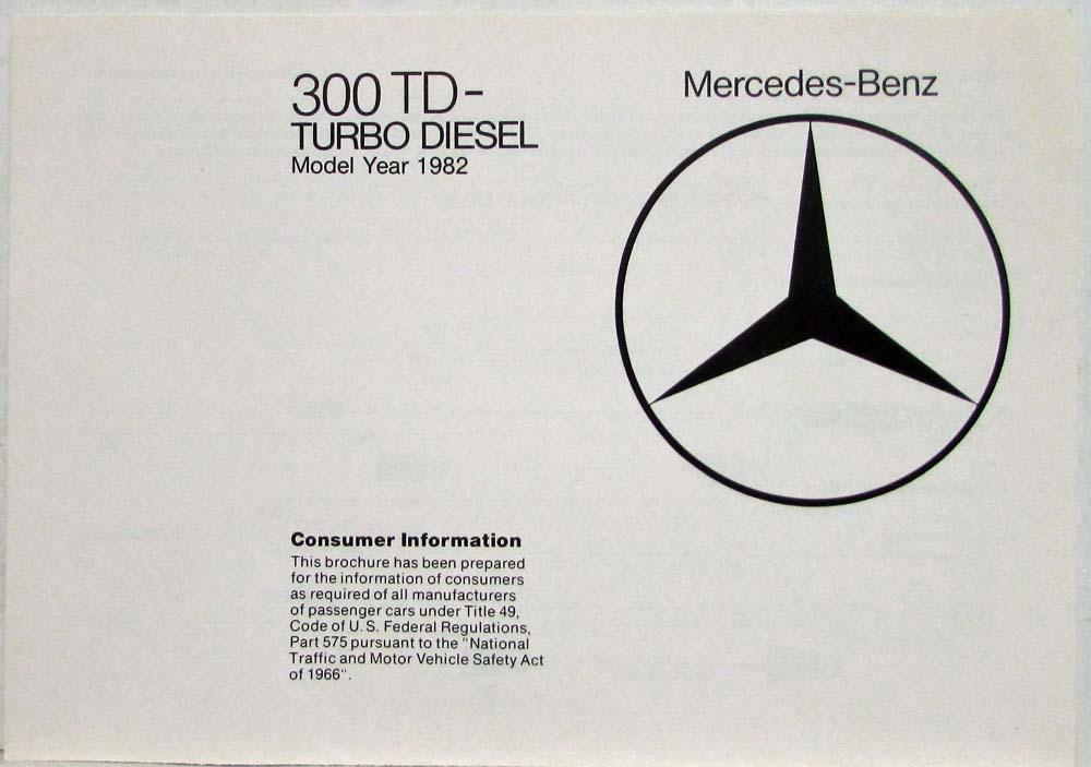1982 Mercedes-Benz 300TD Turbo Diesel Consumer Information Brochure