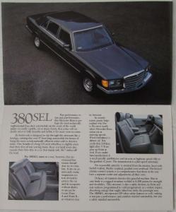 1982 Mercedes-Benz Small Flip-Up Full-Line Sales Brochure with Spec Sheet