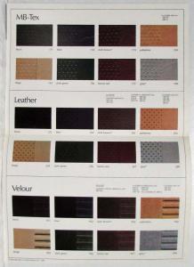 1983 Mercedes-Benz Dealer Sales Brochure Interior Options MB-Tex Leather Velour