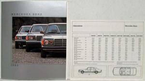 1983 Mercedes-Benz Full Line Small Sales Brochure with Spec Dimensions Sheet