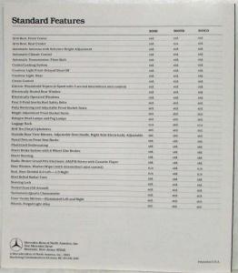 1984 Mercedes-Benz 300D/TD/CD Specifications Folder