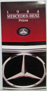 1984 Mercedes-Benz Suggested Advertised Delivered Prices at Port of Entry
