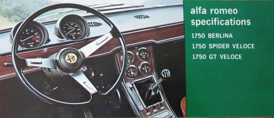 1969 1970 Alfa Romeo Specs Sales Brochure 1750 Berlina Spider & GT Veloce