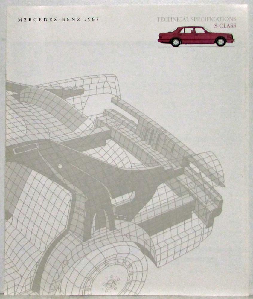 1987 Mercedes-Benz Technical Specifications for S-Class Brochure