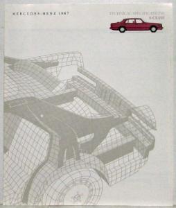 1987 Mercedes-Benz Technical Specifications for S-Class Brochure
